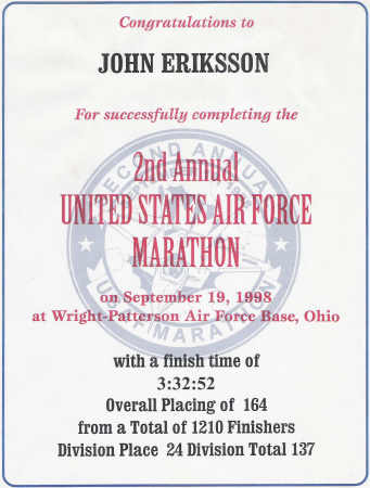 US Air Force Finish Marathon 1998