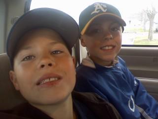 grandsons on way to baseball game