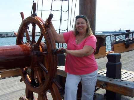 At the Helm of the Star Of India ship