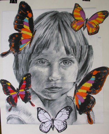 Daughter with butterflies