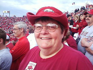 Cheering on the Arkansas Razorbacks