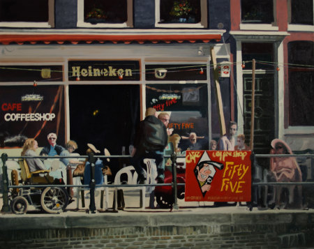 Coffeeshop Amsterdam-oil on canvas
