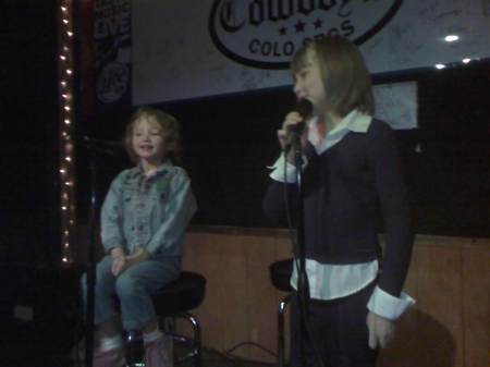 Girls singing Karaoke
