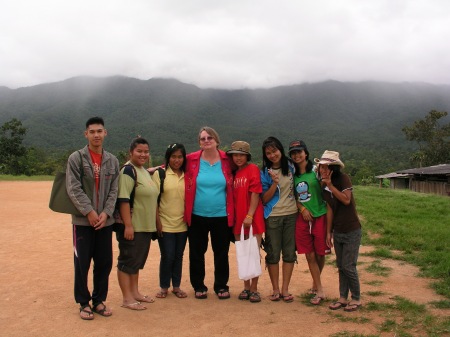 Pam in Thailand with HS English Students