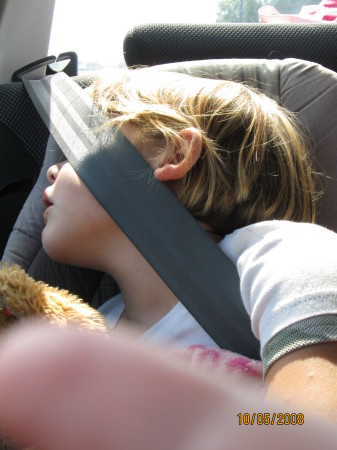 Halee asleep in the car