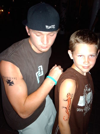 Andrei and Stephen and their fake tatoos