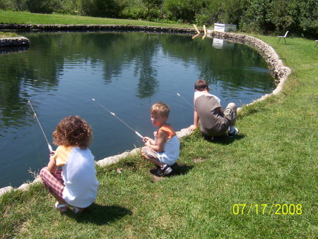 the kids fishing on vacation in Utah