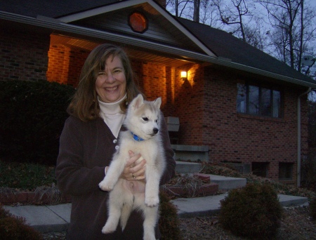 My wife, Beth, with our husky pup.