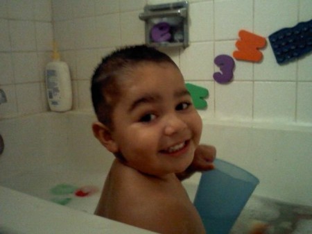 This is my first son having fun in the tub!