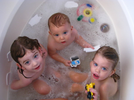 My grandkids in the bath