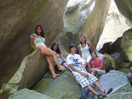 All the kids at Yosemite Falls.  Summer, 2009