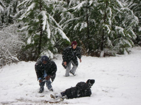 Boys enjoying snowfall 2009