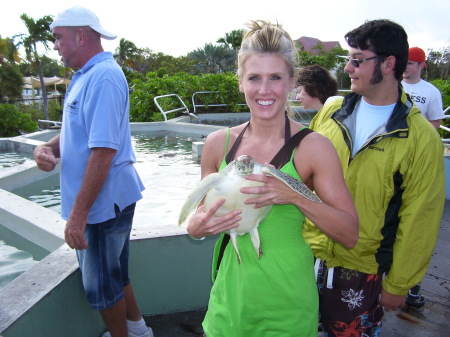 Enjoying baby Sea Turtle in Grand Cayman