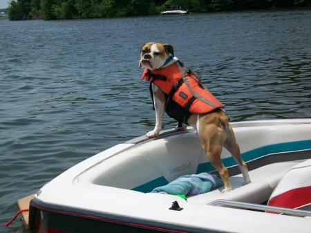 Butch on the boat Lake Anna