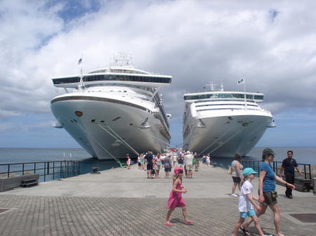 The Grand Princess on the left