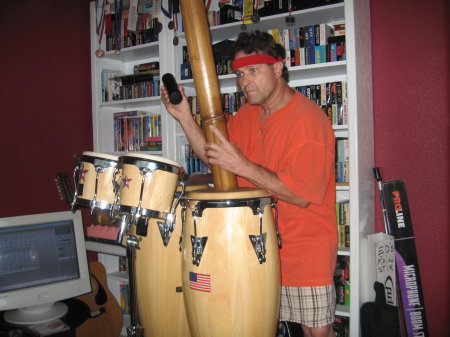 My congas, w/a Rainstick & Shaker in my hands