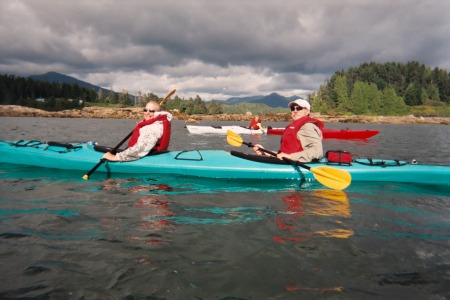 Deb and Pat kayaking in Alaska