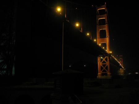 GG Bridge at night from Fort Point