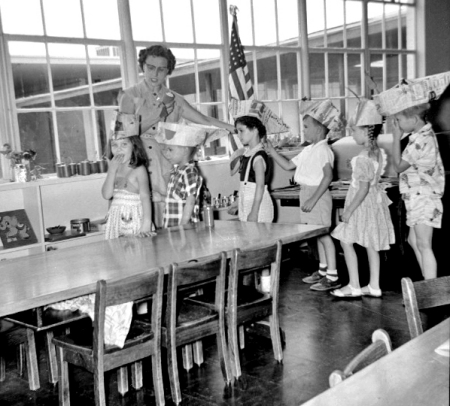 Principal Bailey with classroom children