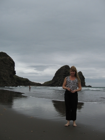 Walking on the shore of the Tasman Sea