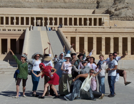 Our group & Hatshepsut Temple, Luxor, Egypt