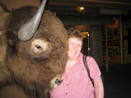 DeeAnn and the cute buffalo.