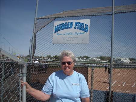 My mom, and girls softball field at QHHS