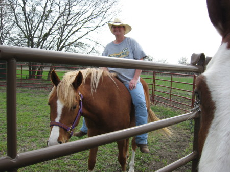 Caddo and I bareback in my arena