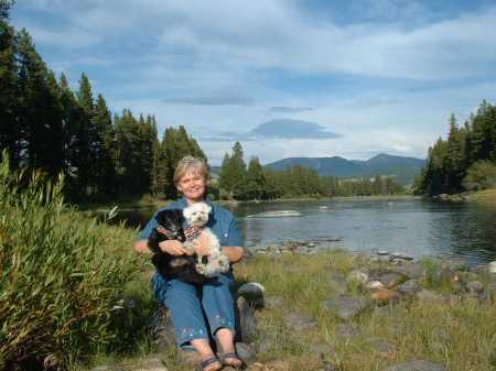 Mary w Bailee & Baby on the Big Hole River, MT