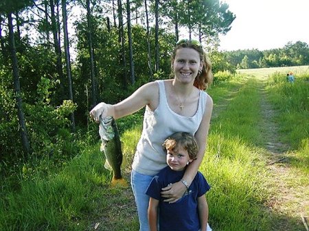 Sandi and Owen with his first catch