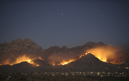 Organ Mountains on fire