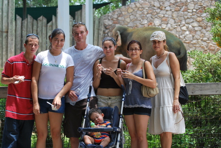 Kids, grandkids, and great grandson at the Zoo