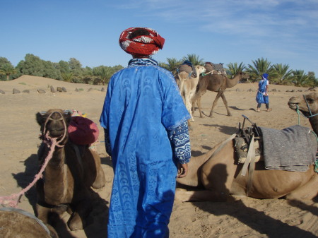 Preparing to camel out to berber camp