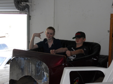Our kids at Rob's hot rod shop