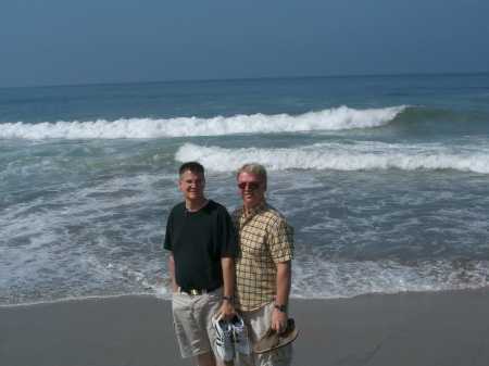 Dan and Mark on the beach in  Rosarito, Mexico
