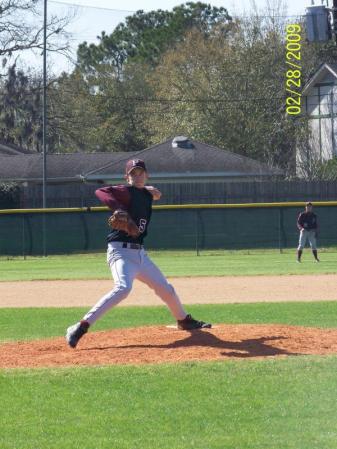 Travis on mound at Pearland High School