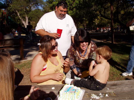 Dane with His Mommy, Grandpa and Grandma