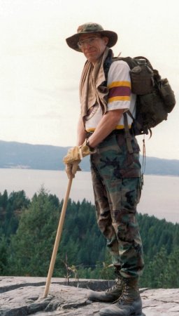 Hiking at Flathead Lake, Montana ca. 1998.