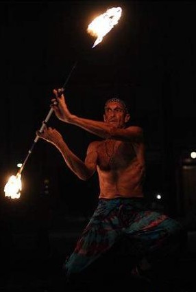 Performing w/ Fire Staff