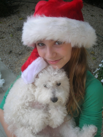 My daughter Alana with her poodle at Christmas