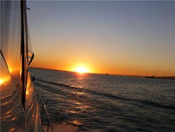 Sun set on the boat