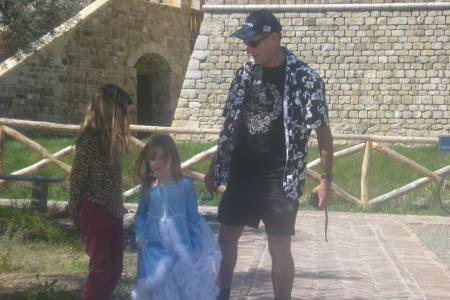 my husband and grandkids at castle