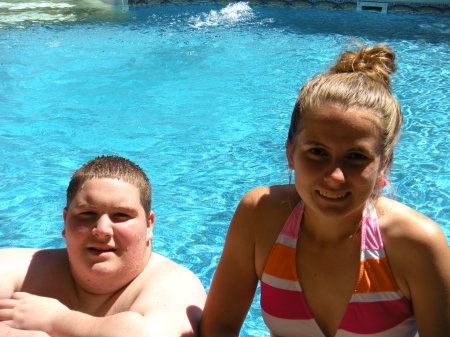 jamie & Justin my nephew in our pool summer 09