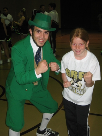 Mallory with Notre Dame Mascot