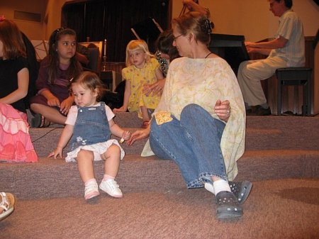 Granddaughter, Marian & me at church