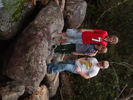 my boys on a geocaching trip on Starr Mountain