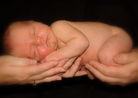 Safe in Grandpa and Grandma's hands.