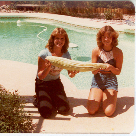 Judy and Debbie by my pool.