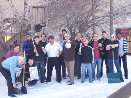 Outside the studio on a cold Denver afternoon