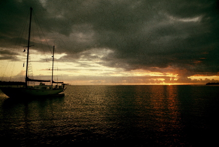 Sunset in the Marquesas islands